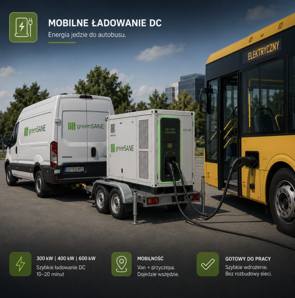 Mobilny magazyn energii greenSANE do ładowania autobusów elektrycznych