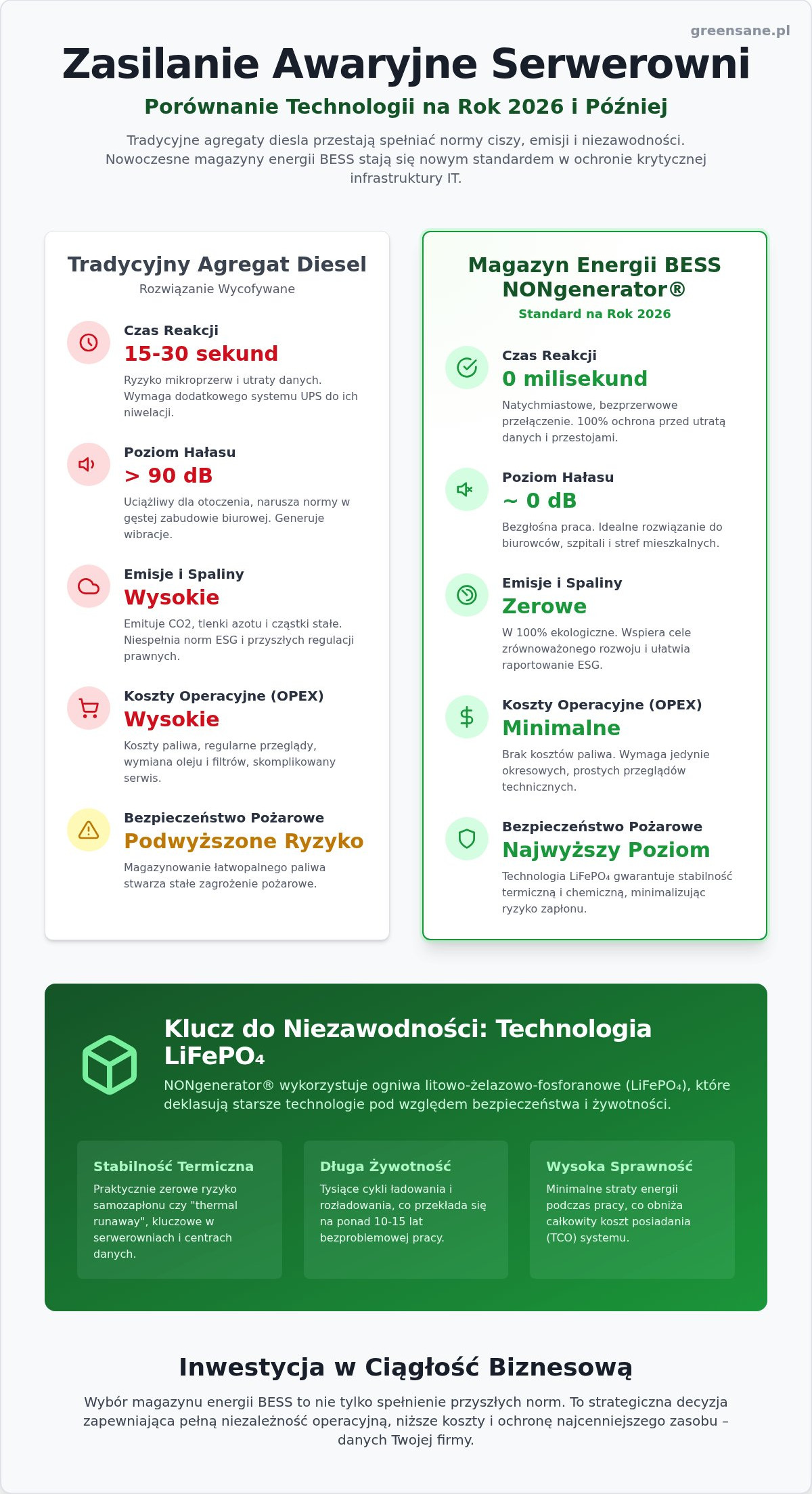 Zasilanie awaryjne serwerowni: Dlaczego magazyn energii to przyszłość IT w 2026 roku?